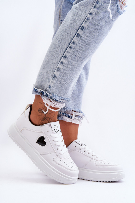 Klasikinio modelio sportiniai bateliai Su Širdimi Baltos-juodos spalvos Amore