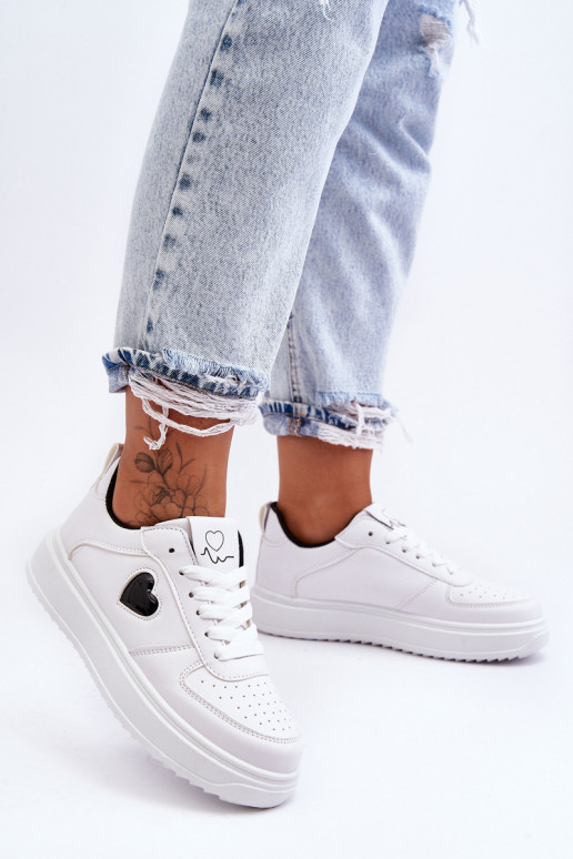 Klasikinio modelio sportiniai bateliai Su Širdimi Baltos-juodos spalvos Amore