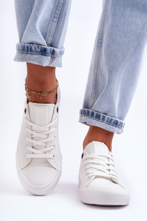 Moteriška žema medžiaga laisvalaikio batai Big Star KK274008 baltos spalvos
