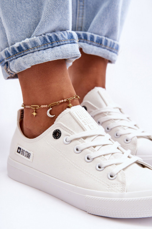 Moteriška žema medžiaga laisvalaikio batai Big Star KK274008 baltos spalvos
