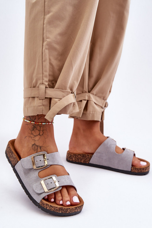 Moteriškos šlepetės Ant kamštinio pado pilkos spalvos Cortina