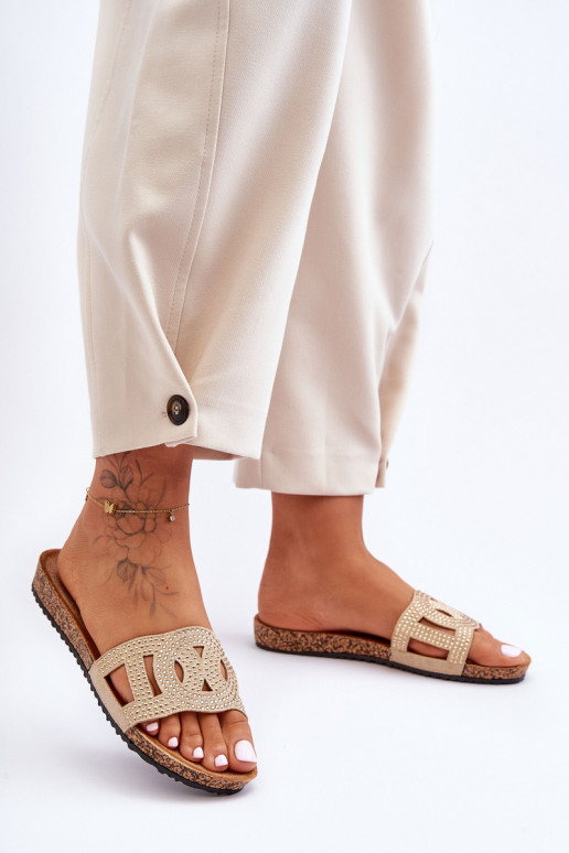 Moteriškas Šlepetės Dekoruotos Smeigės smėlio spalvos Evelins