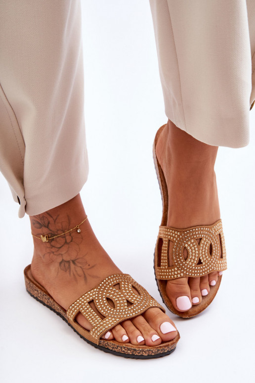 Moteriškas Šlepetės Dekoruotos Smeigės rudos spalvos Evelins