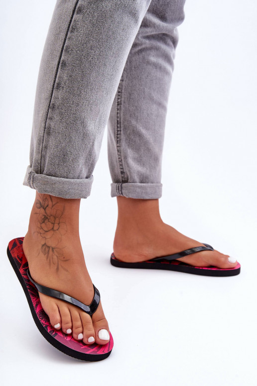 Klasikinio modelio Šlepetės Šlepetės 4F 4FSS23FFLIF060-90S Juodos ir-rožinės spalvos