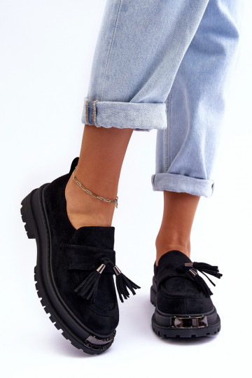 iš zomšos batai moteriški mokasinai juodos spalvos Ramvli 2