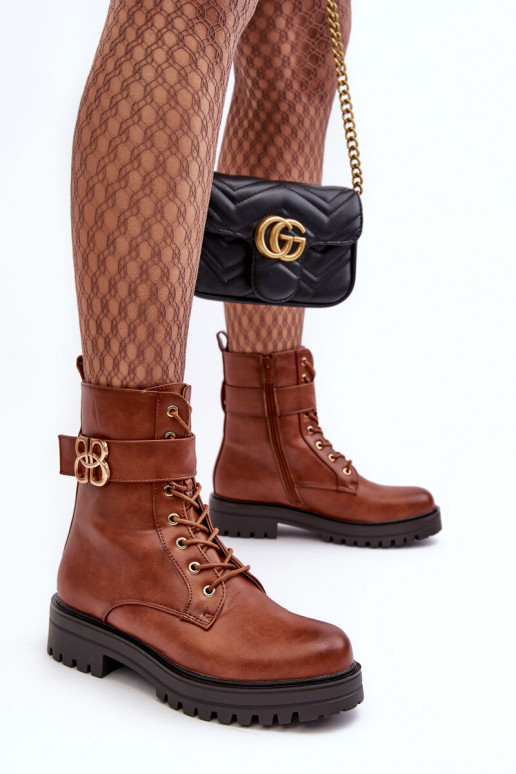 Darbiniai kulkšnies batai Moteriškas su užtrauktukais su ornamentais rudos spalvos Ciossava