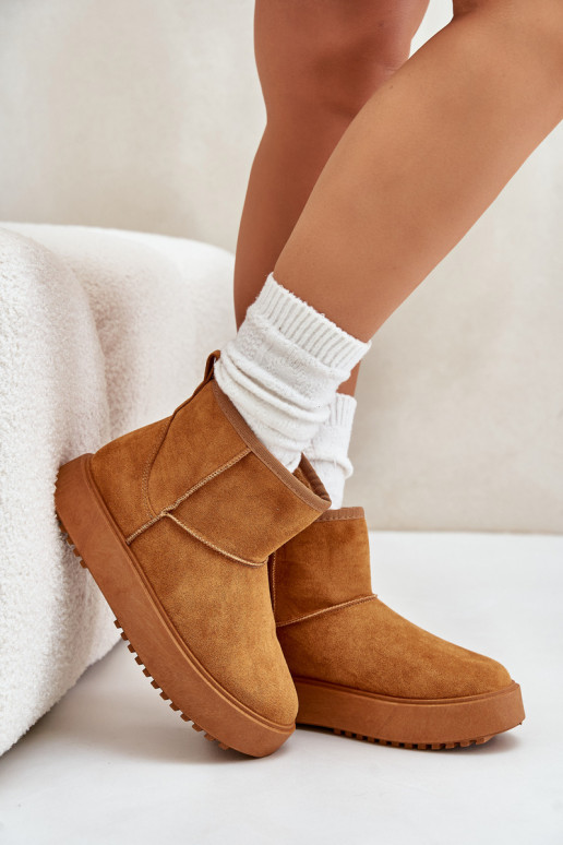 Moteriškas sniego batai su platformasuiš eko zomšosu rudos spalvos Atteria