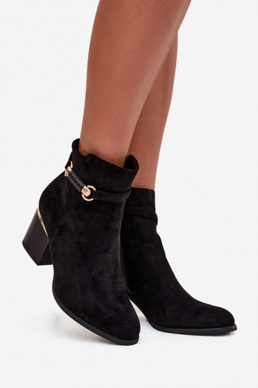 Moteriški aulinukai pašiltinti su kulniukais su dekoruotais kulnais juodos spalvos Galissa