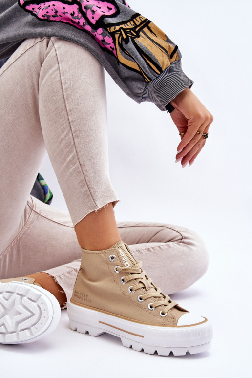 Aukštas  laisvalaikio batai su platforma Big Star LL274160 smėlio spalvos