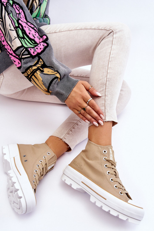 Aukštas  laisvalaikio batai su platforma Big Star LL274160 smėlio spalvos