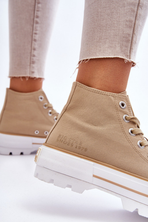 Aukštas  laisvalaikio batai su platforma Big Star LL274160 smėlio spalvos
