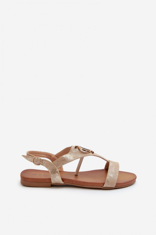 Lygiapadės basutės moterims su ornamentais S.Barski KV27-051 aukso spalvos