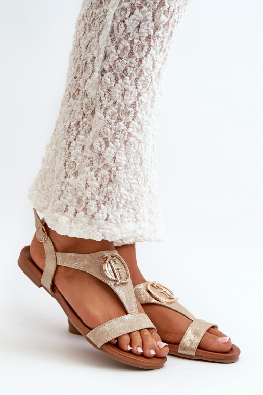 Lygiapadės basutės moterims su ornamentais S.Barski KV27-051 aukso spalvos