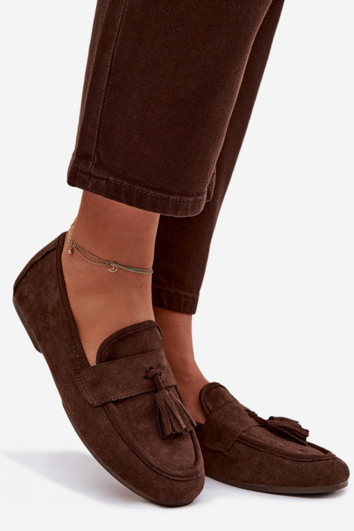 Mokasinai moteriški su kutais šokoladinės spalvos Tai turirilisse