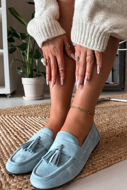 Mokasinai moteriški su kutais mėlynos spalvos Tai turirilisse