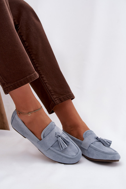 Mokasinai moteriški su kutais mėlynos spalvos Tai turirilisse