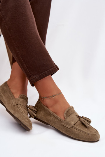 Mokasinai moteriški su kutais žalios spalvos Tai turirilisse