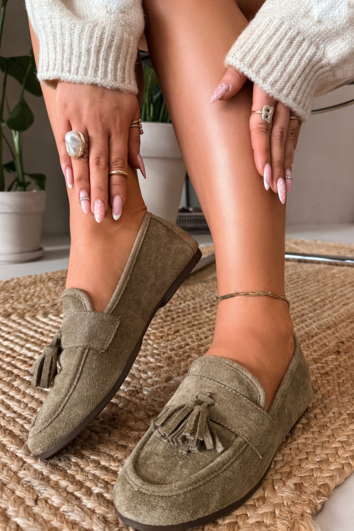 Mokasinai moteriški su kutais žalios spalvos Tai turirilisse