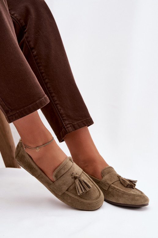 Mokasinai moteriški su kutais žalios spalvos Tai turirilisse