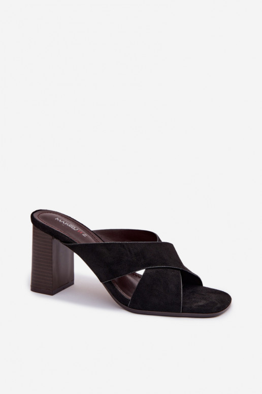 Moteriškos šlepetės su kulniukais juodos spalvos Denessa