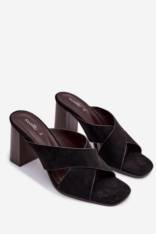 Moteriškos šlepetės su kulniukais juodos spalvos Denessa