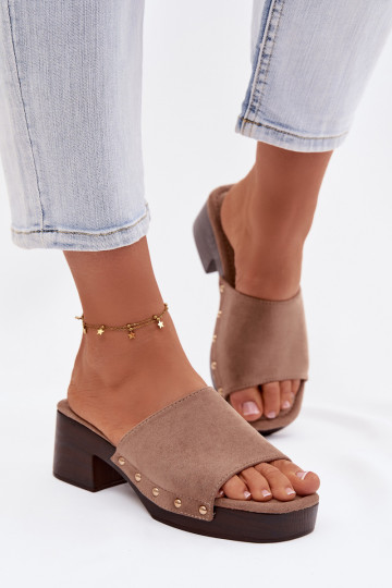 Moteriškos šlepetės Klocke Ze aukso spalvosmi Smeigės smėlio spalvos Davessa 2