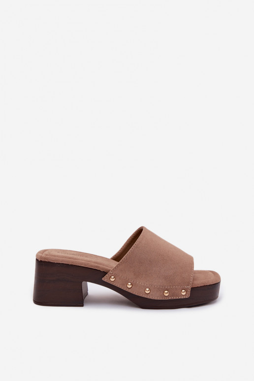 Moteriškos šlepetės Klocke Ze aukso spalvosmi Smeigės smėlio spalvos Davessa