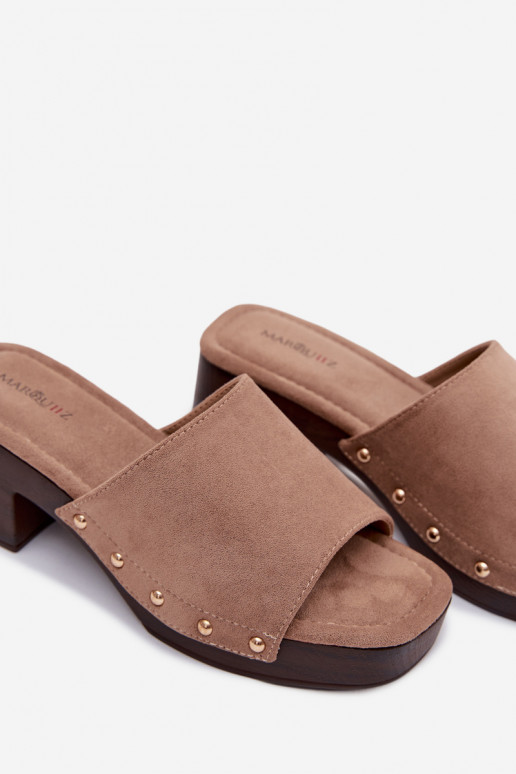 Moteriškos šlepetės Klocke Ze aukso spalvosmi Smeigės smėlio spalvos Davessa