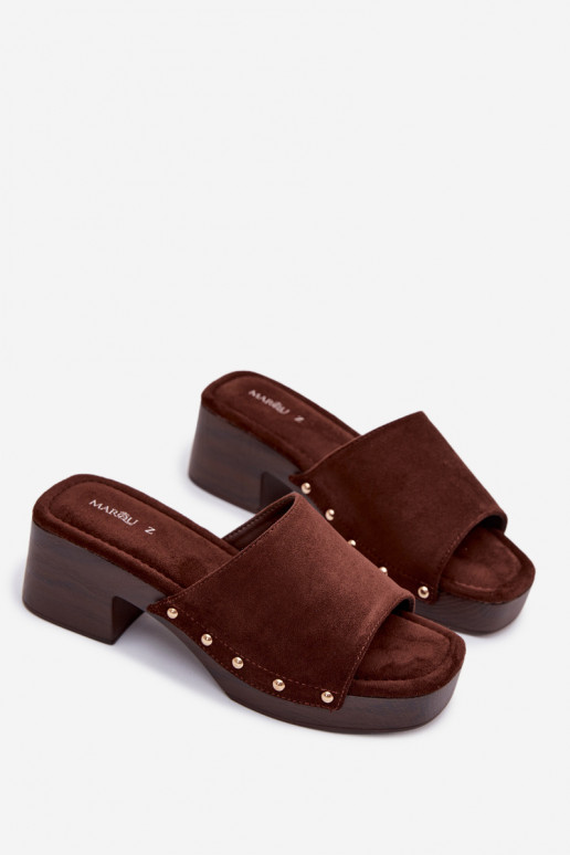 Moteriškos šlepetės Klocke Ze aukso spalvosmi Smeigės CzekoladoĮe Davessa