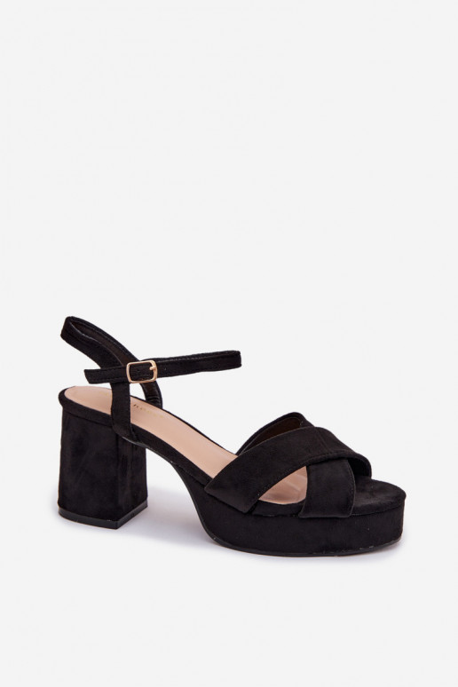 Moteriškos aukštakulnės basutės juodos spalvos Janelia