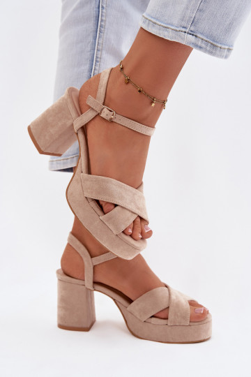 Moteriškos aukštakulnės basutės smėlio spalvos Janelia