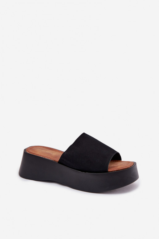 Moteriškos šlepetės su platforma juodos spalvos Liorisse