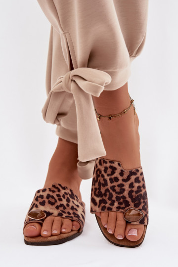 Šlepetės Moteriškas butas Su puošniais Detalem iš eko zomšosoĮe su leopardo kailio raštais Selavine 2