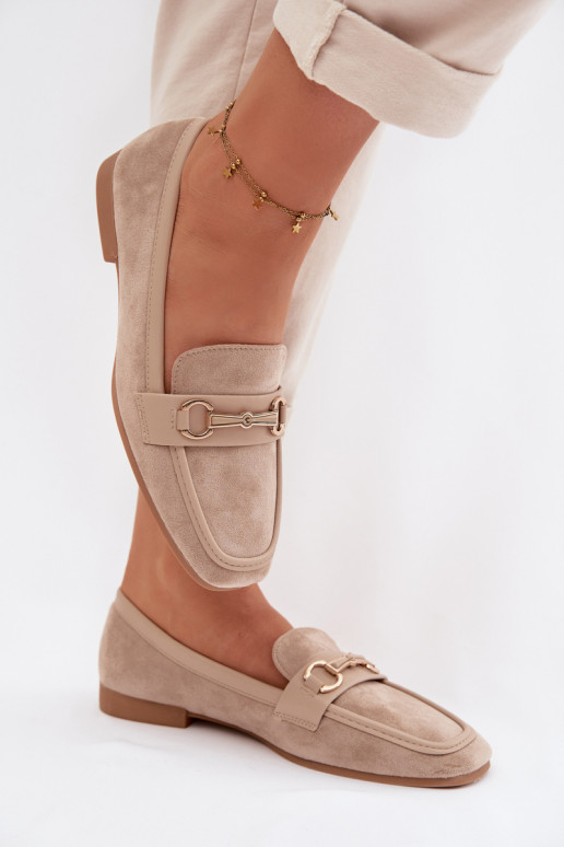 Mokasinai moteriški mokasinai su ornamentais smėlio spalvos Palerina