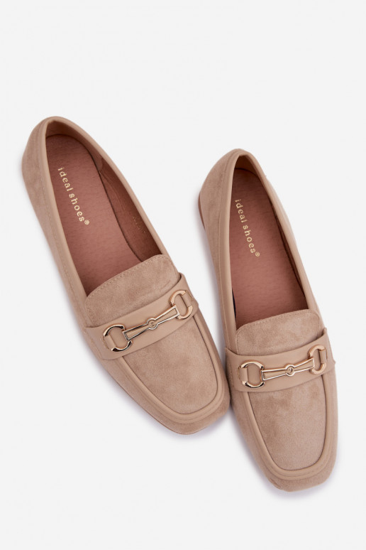 Mokasinai moteriški mokasinai su ornamentais smėlio spalvos Palerina