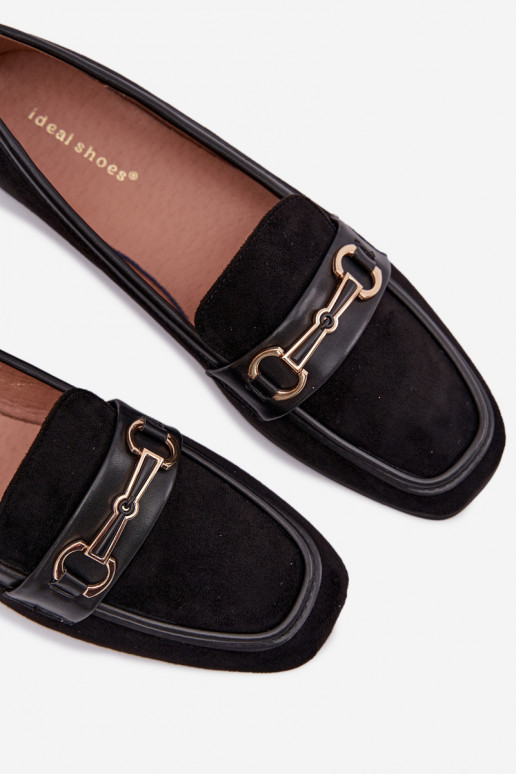 Mokasinai moteriški mokasinai su ornamentais juodos spalvos Palerina