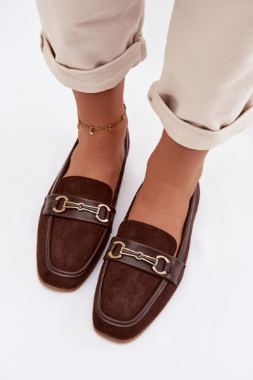 Mokasinai moteriški mokasinai su ornamentais rudos spalvos Palerina