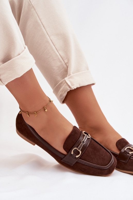 Mokasinai moteriški mokasinai su ornamentais rudos spalvos Palerina