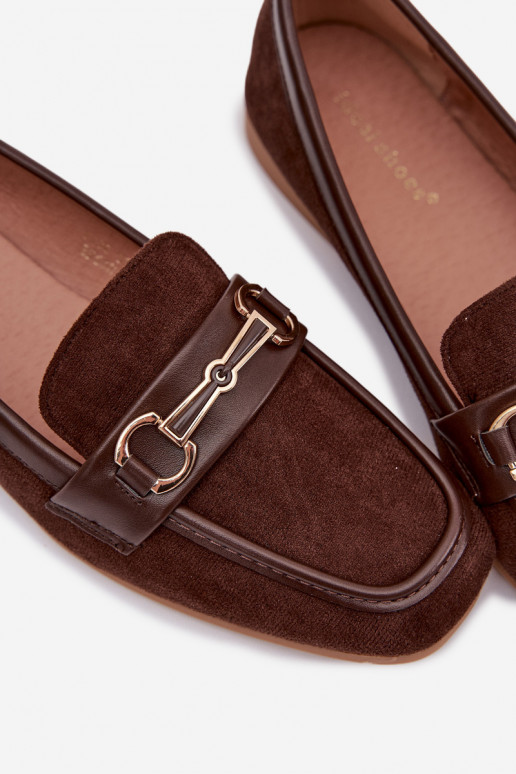 Mokasinai moteriški mokasinai su ornamentais rudos spalvos Palerina