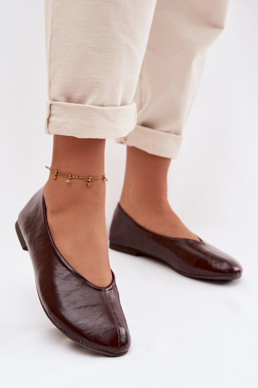 Lakuotos balerinos iš eko odos CzekoladoĮe Selanora