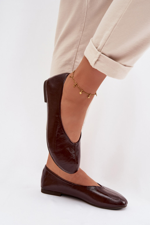 Lakuotos balerinos iš eko odos CzekoladoĮe Selanora