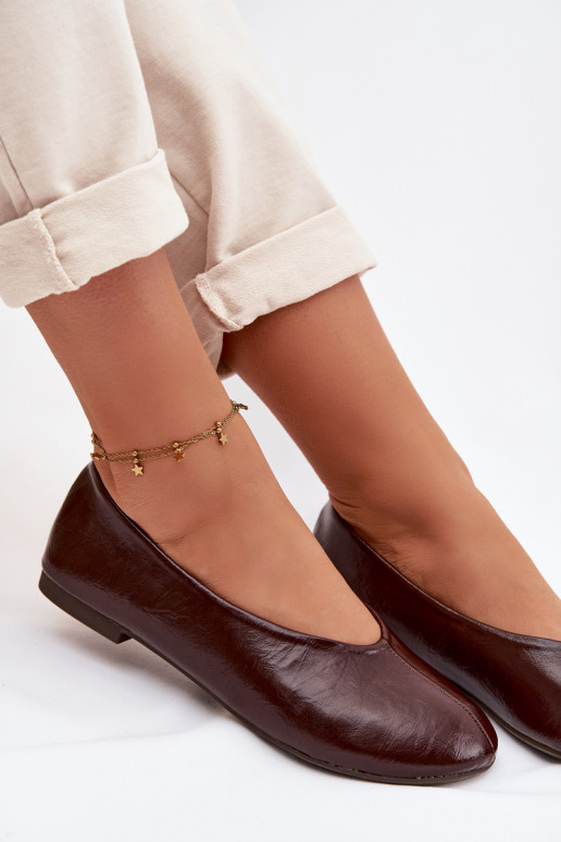 Lakuotos balerinos iš eko odos CzekoladoĮe Selanora