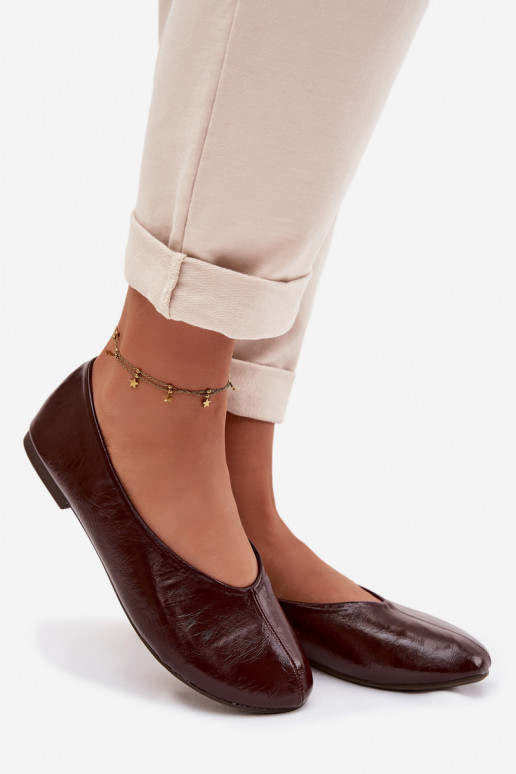 Lakuotos balerinos iš eko odos CzekoladoĮe Selanora