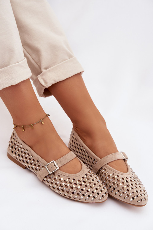 Balerinos Moteriškas su aužūro elementais su tviskančiomis akutėmis I Juostelėsem smėlio spalvos INilvessa