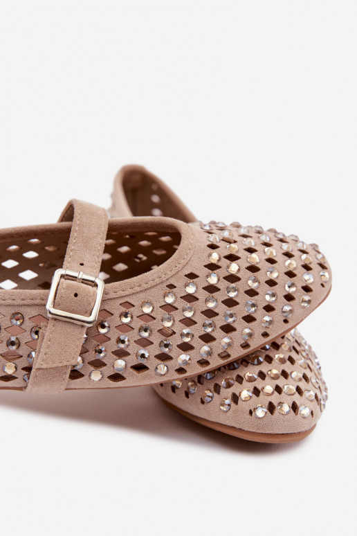 Balerinos Moteriškas su aužūro elementais su tviskančiomis akutėmis I Juostelėsem smėlio spalvos INilvessa