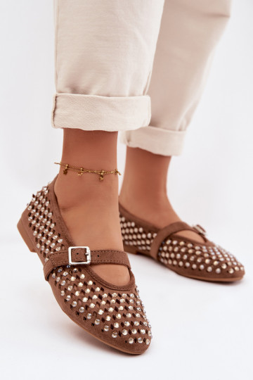 Balerinos Moteriškas su aužūro elementais su tviskančiomis akutėmis I Juostelėsem rudos spalvos INilvessa