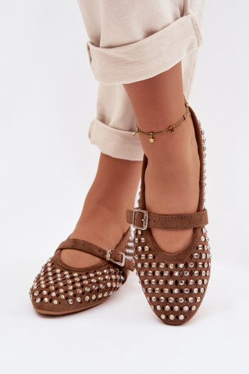 Balerinos Moteriškas su aužūro elementais su tviskančiomis akutėmis I Juostelėsem rudos spalvos INilvessa 2