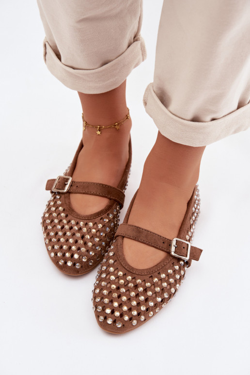 Balerinos Moteriškas su aužūro elementais su tviskančiomis akutėmis I Juostelėsem rudos spalvos INilvessa