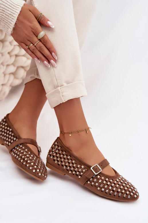 Balerinos Moteriškas su aužūro elementais su tviskančiomis akutėmis I Juostelėsem rudos spalvos INilvessa