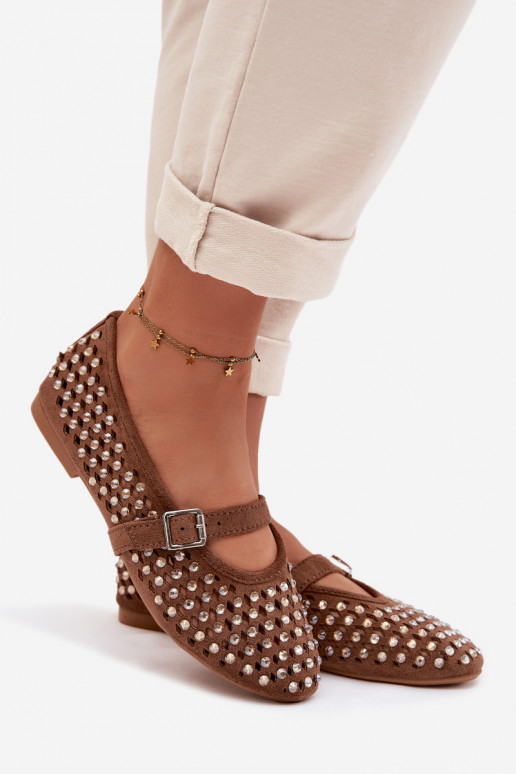 Balerinos Moteriškas su aužūro elementais su tviskančiomis akutėmis I Juostelėsem rudos spalvos INilvessa